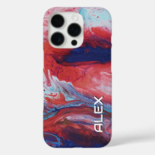 Rote und blaue Farbmischung – abstraktes Fluidmust iPhone 16 Pro Hülle