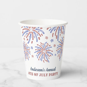 Rote und blaue Feuerwerke 4. Juli Party Pappbecher