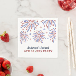 Rote und blaue Feuerwerke 4. Juli Party Serviette