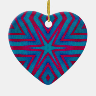 Rote und blaue geometrische Keramik Keramik Ornament