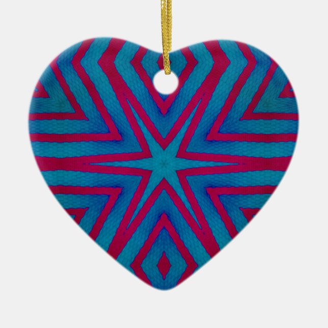 Rote und blaue geometrische Keramik Keramik Ornament (Vorne)