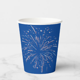 Rote und blaue Glitzer-Fireworks Pappbecher