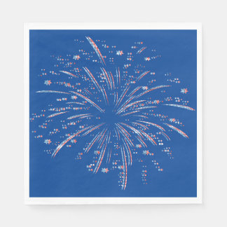 Rote und blaue Glitzer-Fireworks Serviette