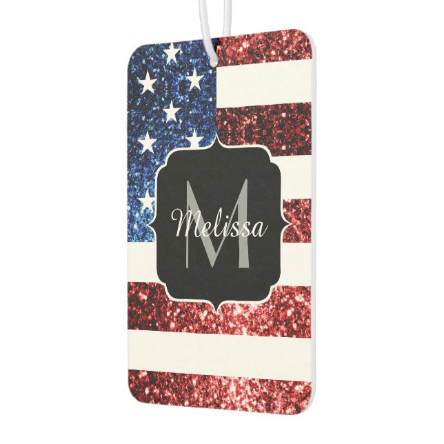 Rote und blaue Glitzern-Glitzer Monogram Autolufterfrischer (Links)