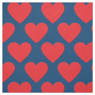 Rote und blaue Herzen Stoff