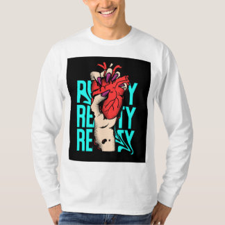 rote und blaue Herzklopfen im Shirt
