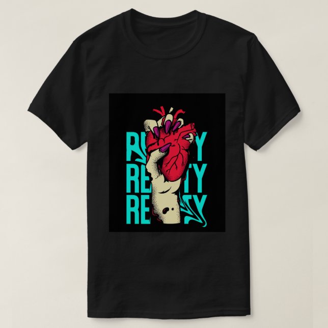 Rote und blaue Herztrassen T-Shirt (Design vorne)