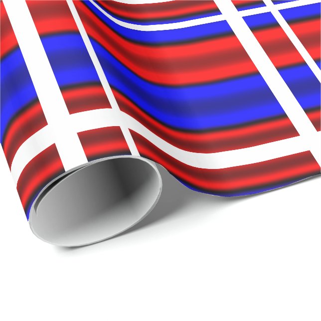 Rote und blaue horizontale Streifen Geschenkpapier (Rolleneckpunkt)