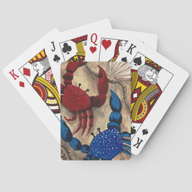 Rote und blaue Krebskarten Spielkarten (Rückseite)