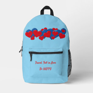 Rote und blaue Liebe - Herz auf hellblauem Hinterg Bedruckter Rucksack