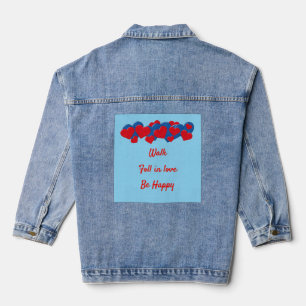 Rote und blaue Liebe - Herz auf hellblauem Hinterg Jeansjacke
