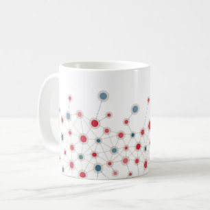 Rote und blaue Linien und Punkte Kaffeetasse
