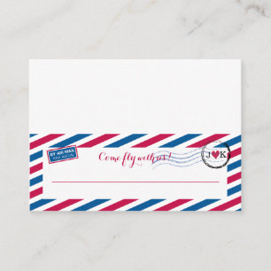 Rote und blaue Luftpost Hochzeitskarte Platzkarte
