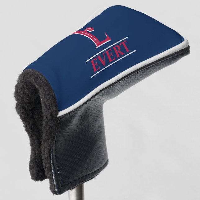 Rote und blaue Mit Monogramm Putter Kopfbedeckung Golf Headcover (3/4 Vorderseite)