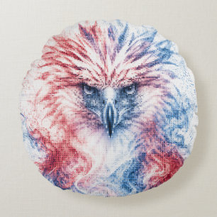 Rote und blaue philippinische Adler-Geometrie-Kuns Rundes Kissen