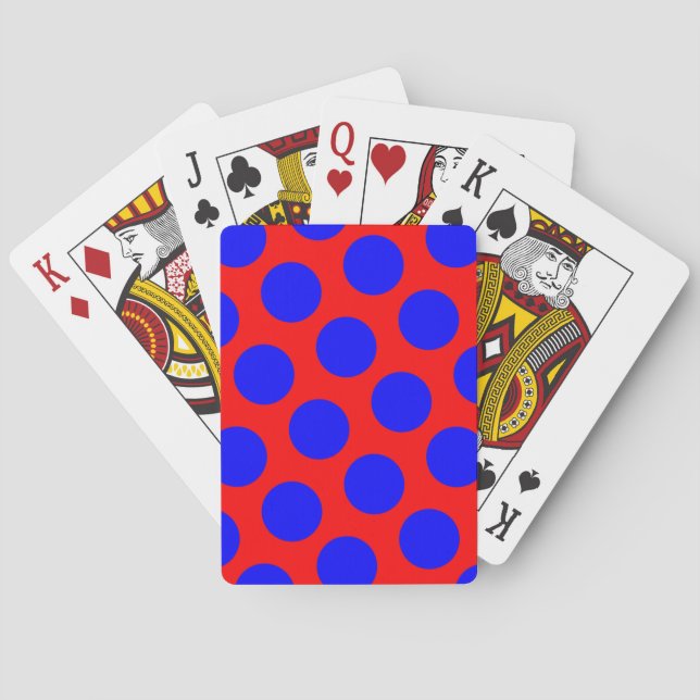 Rote und blaue Polka-Punkte Spielkarten (Rückseite)