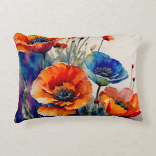 Rote und Blaue Poppies Dekokissen