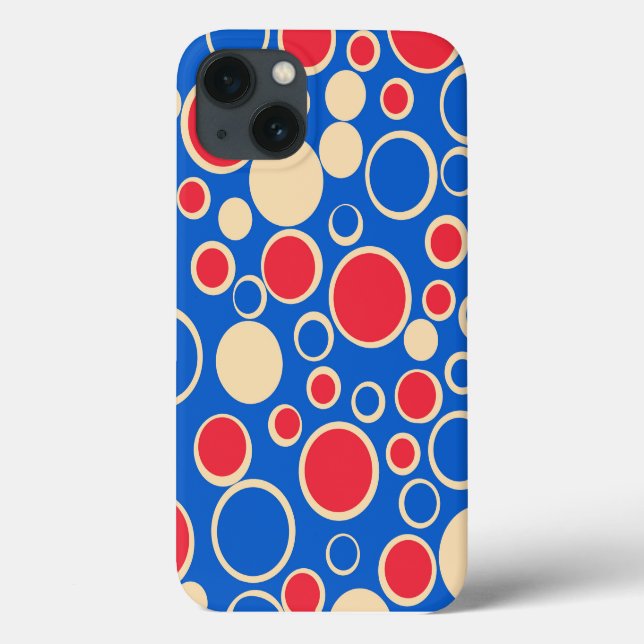 Rote und blaue Punkte auf blau Case-Mate iPhone Hülle (Rückseite)