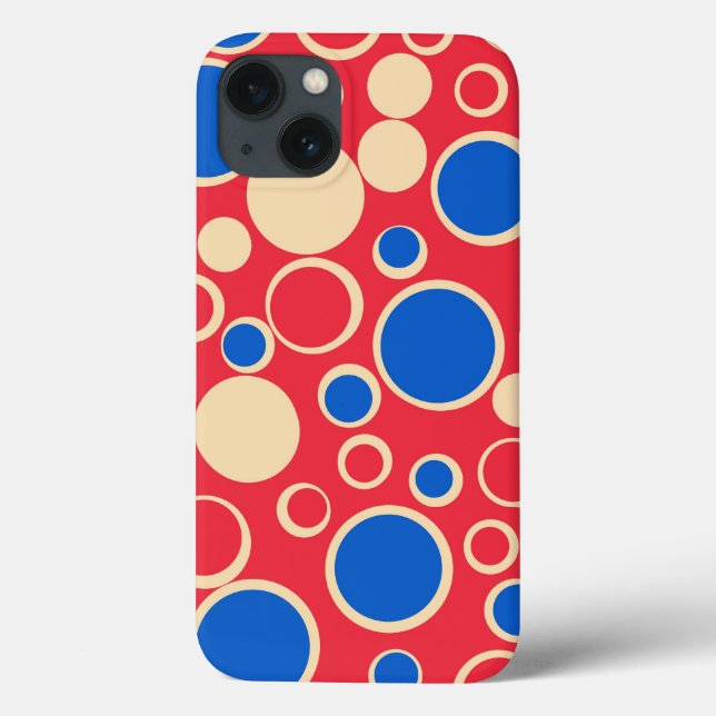 Rote und blaue Punkte auf rot Case-Mate iPhone Hülle (Rückseite)