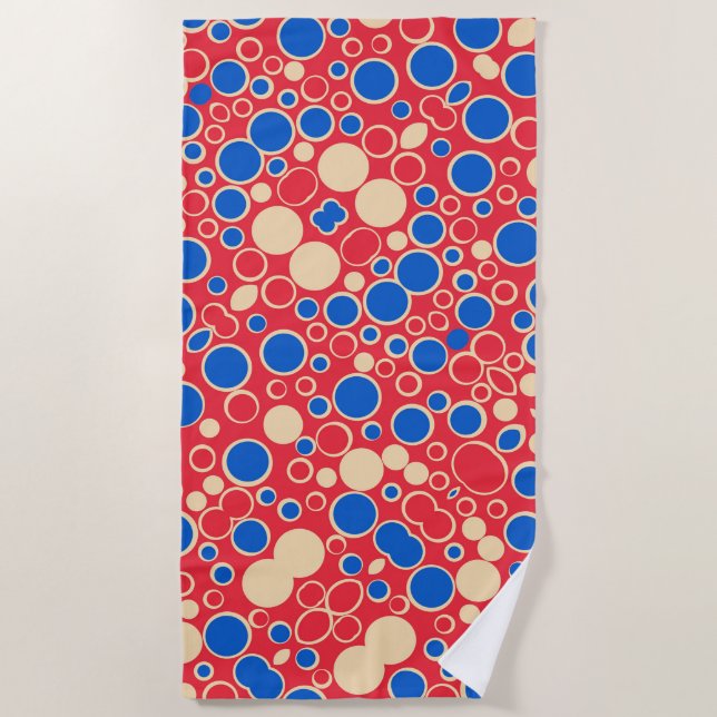 Rote und blaue Punkte auf rot Strandtuch (Vorderseite)