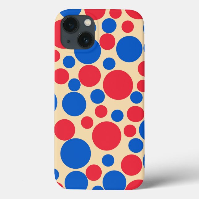 Rote und blaue Punkte auf Tan Case-Mate iPhone Hülle (Rückseite)