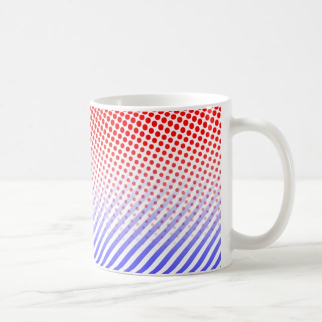 Rote und blaue Punkte und Streifen Kaffeetasse (Rechts)