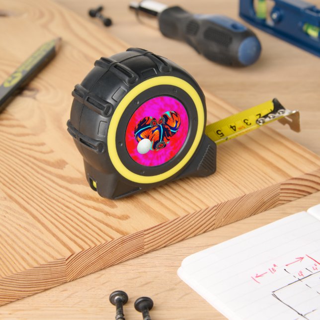Rote und blaue Rasenschüsseln, Tape-Messung Maßband (Holzbau)