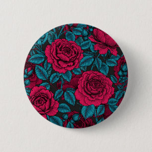 Rote und blaue Rose Button