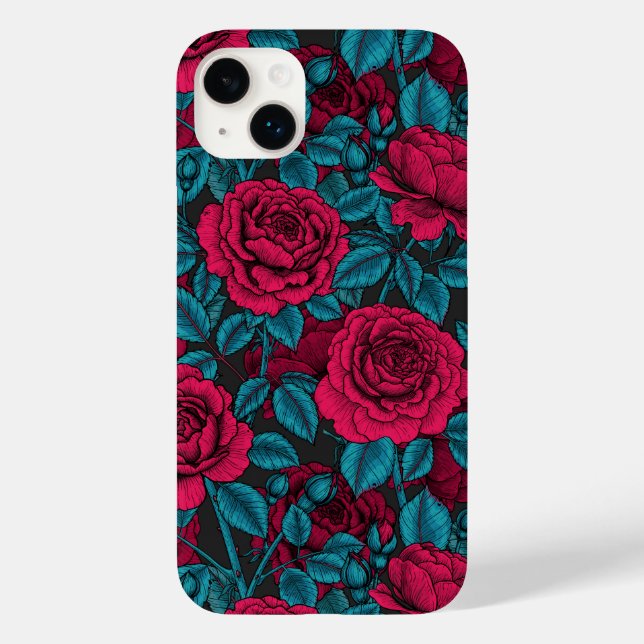 Rote und blaue Rose Case-Mate iPhone 14 Plus Hülle (Rückseite)