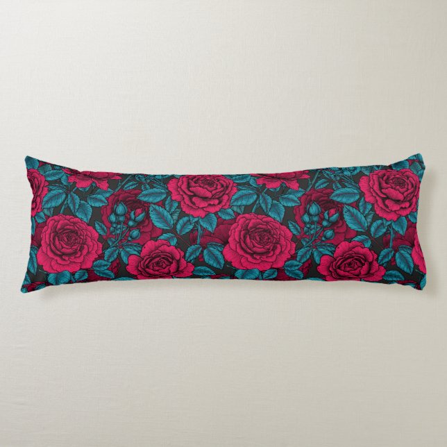 Rote und blaue Rose Seitenschläferkissen (Vorderseite)