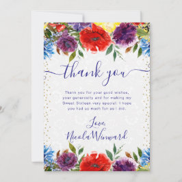 Rote und blaue Sommer-Blume Süß 16 Dankeskarte