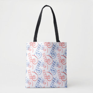 Rote und blaue Spiral Tote Tasche mit schwarzen Ha