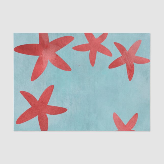 Rote und blaue Starfish Seidenpapier (Vorderseite)