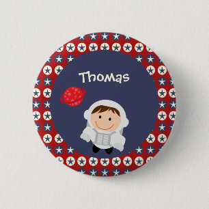 Rote und blaue Stern-Astronauten-Knopf Button