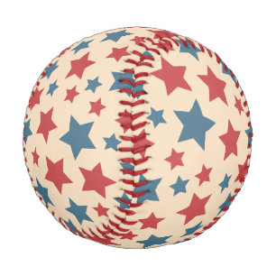 Rote und blaue Sterne, 4. Juli, beige Hintergrund Baseball