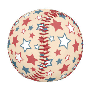 Rote und blaue Sterne, 4. Juli, beige Hintergrund Baseball