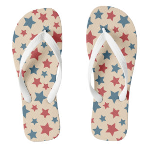 Rote und blaue Sterne, 4. Juli, beiger Hintergrund Flip Flops