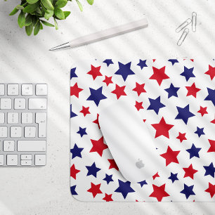Rote und blaue Sterne, 4. Juli, weißer Hintergrund Mousepad