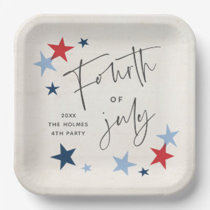 Rote und blaue Sterne Amerikanische 4. Juli-Party Pappteller