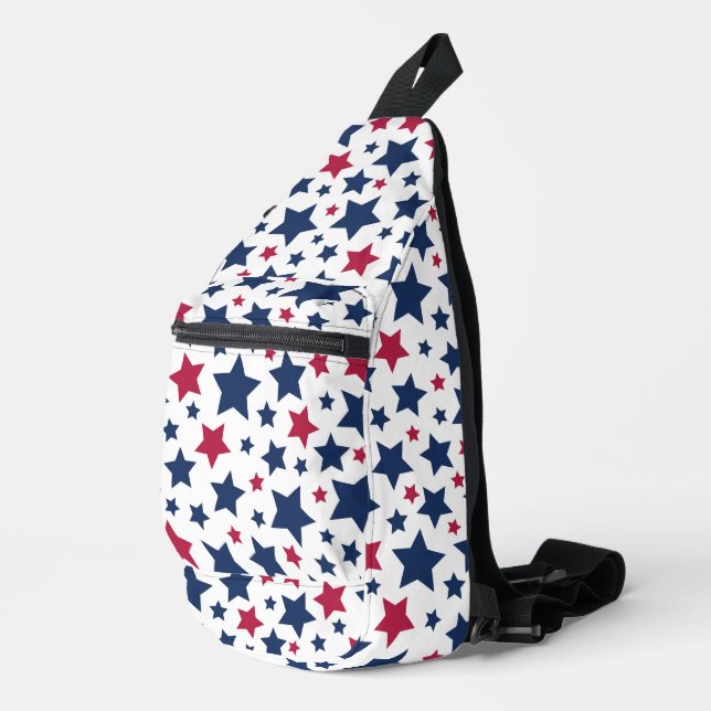 Rote und Blaue Sterne - Muster der amerikanischen  Crossbody Bag (Rechte Ecke)