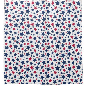 Rote und Blaue Sterne - Muster der amerikanischen  Duschvorhang