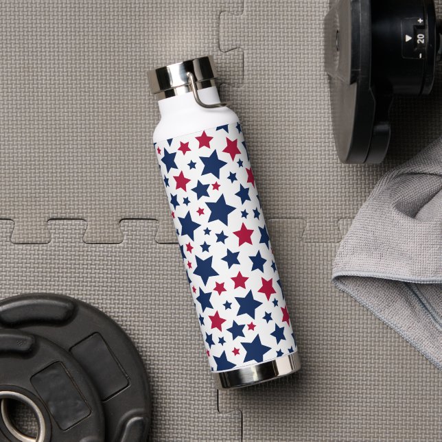 Rote und Blaue Sterne - Muster der amerikanischen  Trinkflasche (Fitnessstudio)