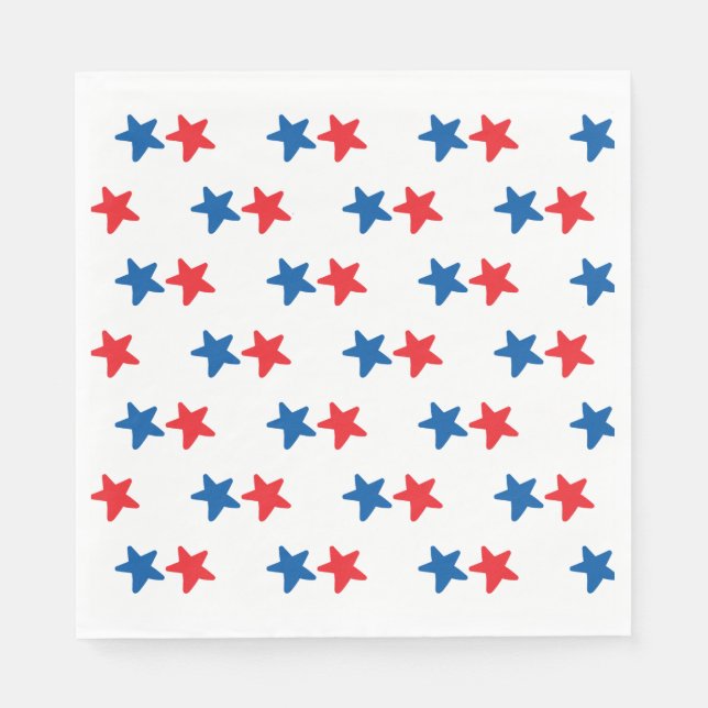 Rote und blaue Sterne | Patriotisch / 4. Juli Serviette (Vorderseite)