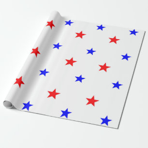 Rote und blaue Sterne - Sternenhimmel-Muster Geschenkpapier