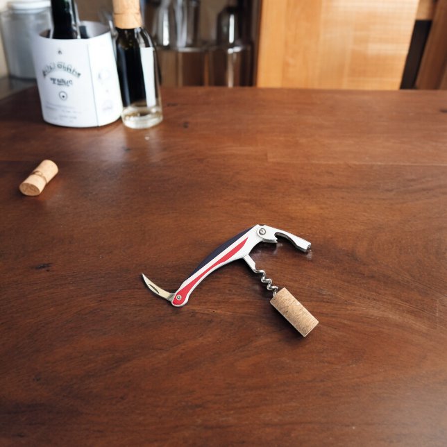 Rote und blaue Streifen Kellnermesser (Corkscrew Bottle Opener)