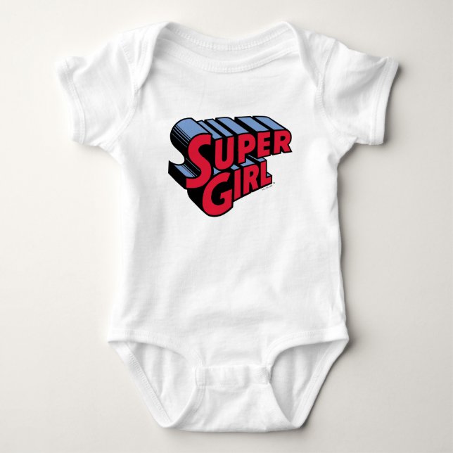 Rote und blaue Supergirl-Logo Baby Strampler (Vorderseite)