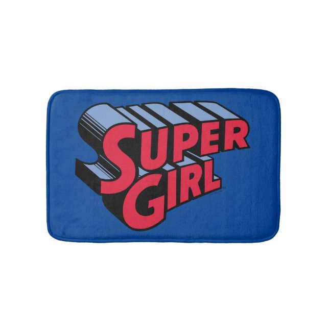 Rote und blaue Supergirl-Logo Badematte (Vorderseite)