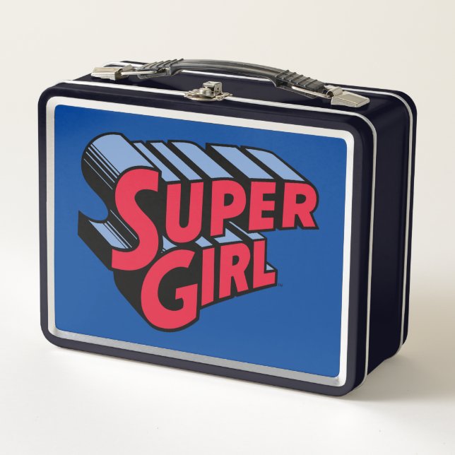 Rote und blaue Supergirl-Logo Metall Brotdose (Vorderseite)