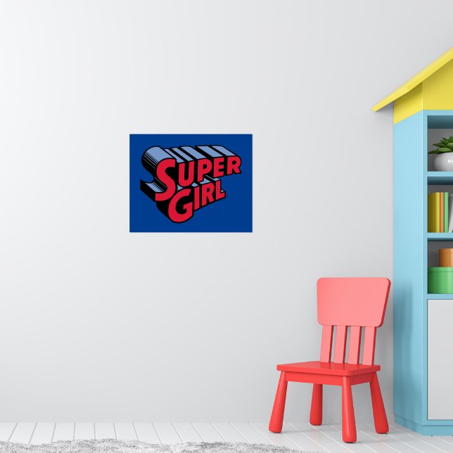 Rote und blaue Supergirl-Logo Poster (Kinderzimmer 1)