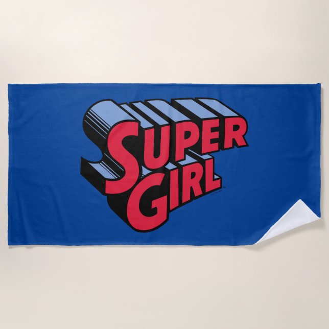 Rote und blaue Supergirl-Logo Strandtuch (Vorderseite)